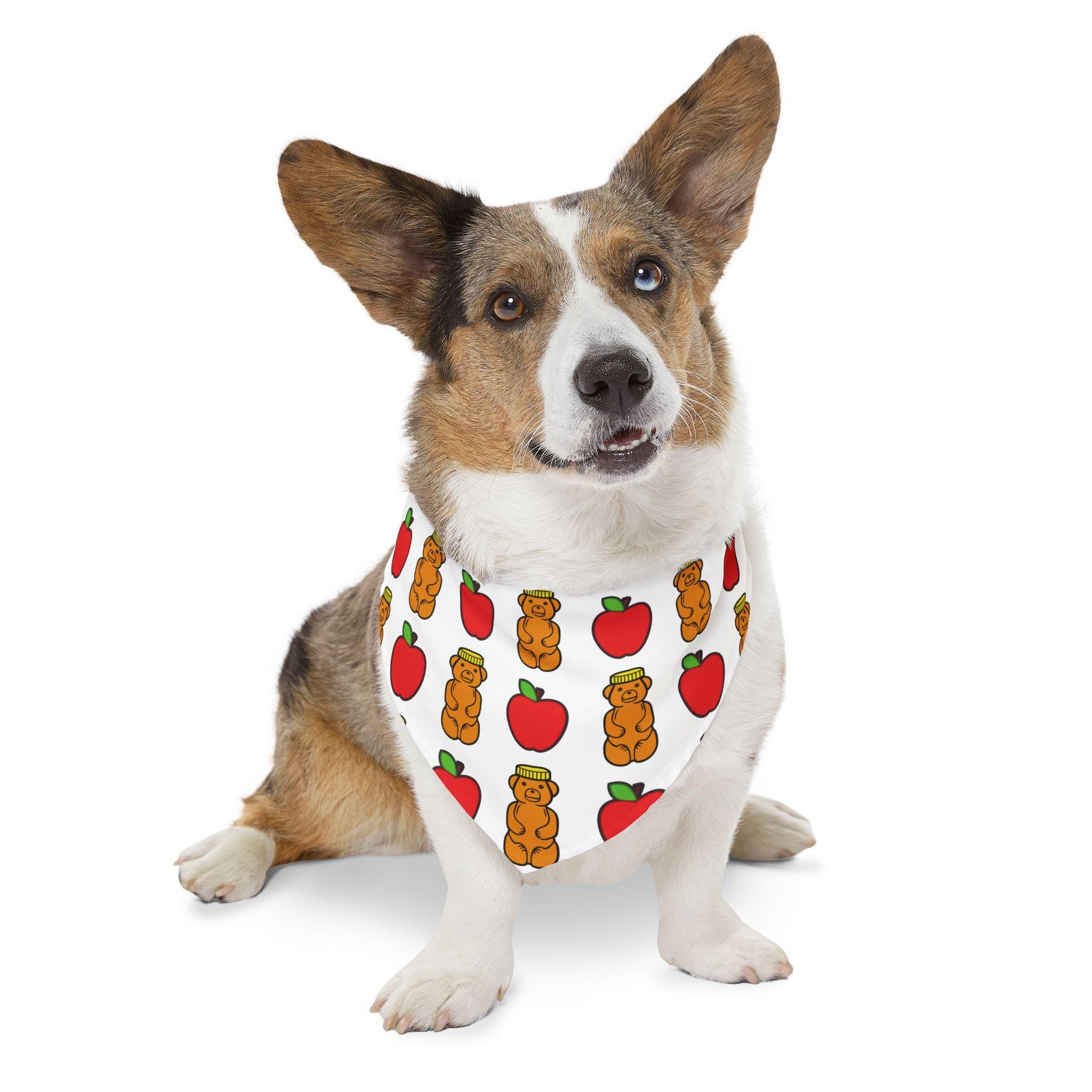 Rosh Hashanah Dog Bandana, Apple & Honey Print, Jewish Holiday Pet Scarf