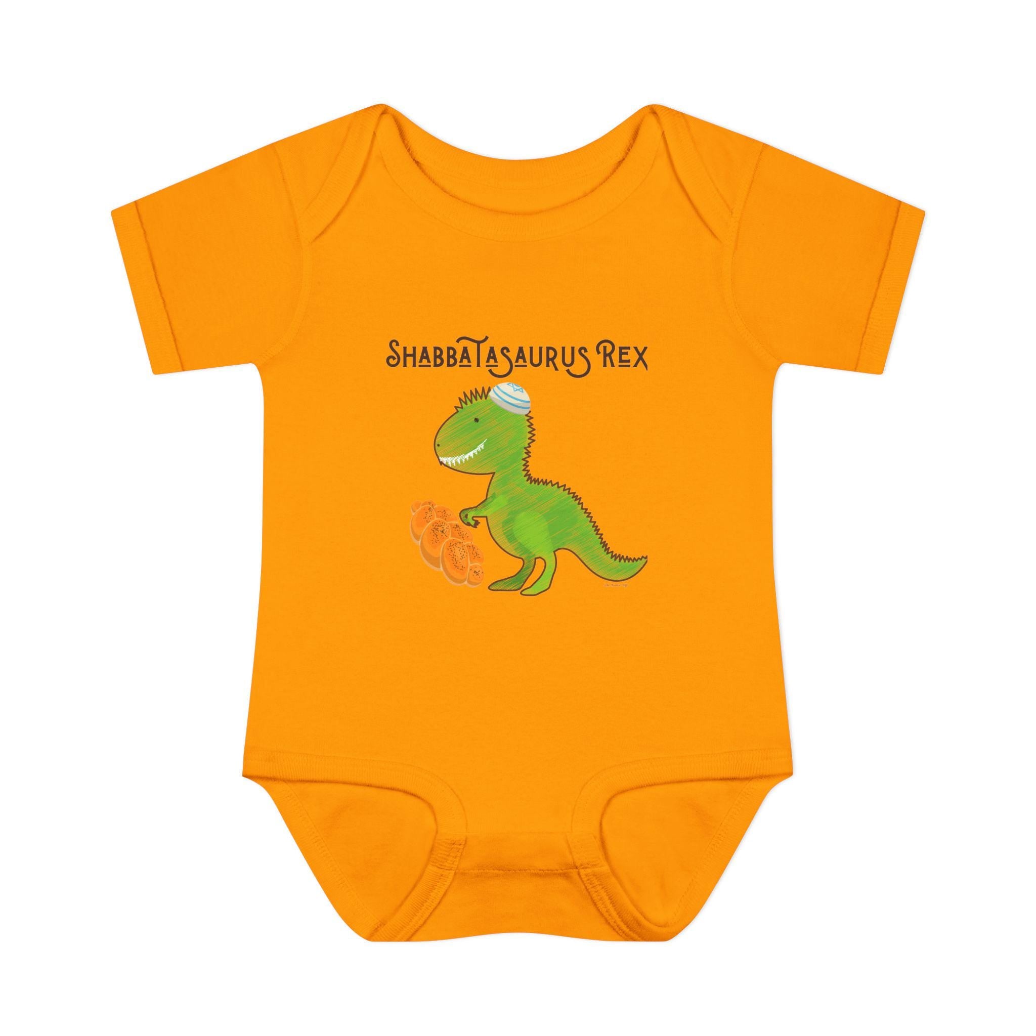 Shabbatasaurus Rex Infant Bodysuit | Dinosaur Shabbat Illustration