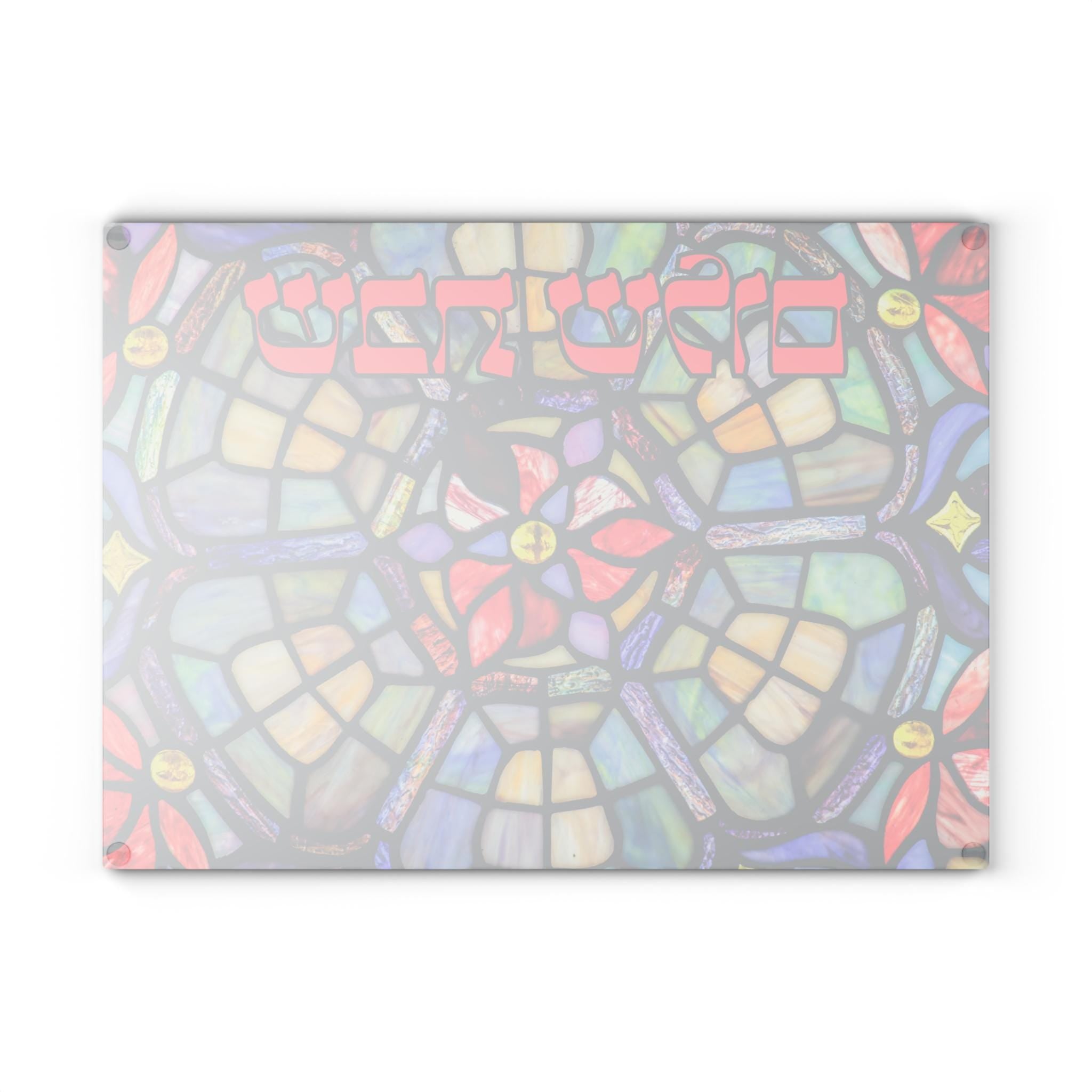 Tempered Glass Challah Board, Stained Glass Judaica Plate, Shabbat Hostess Gift