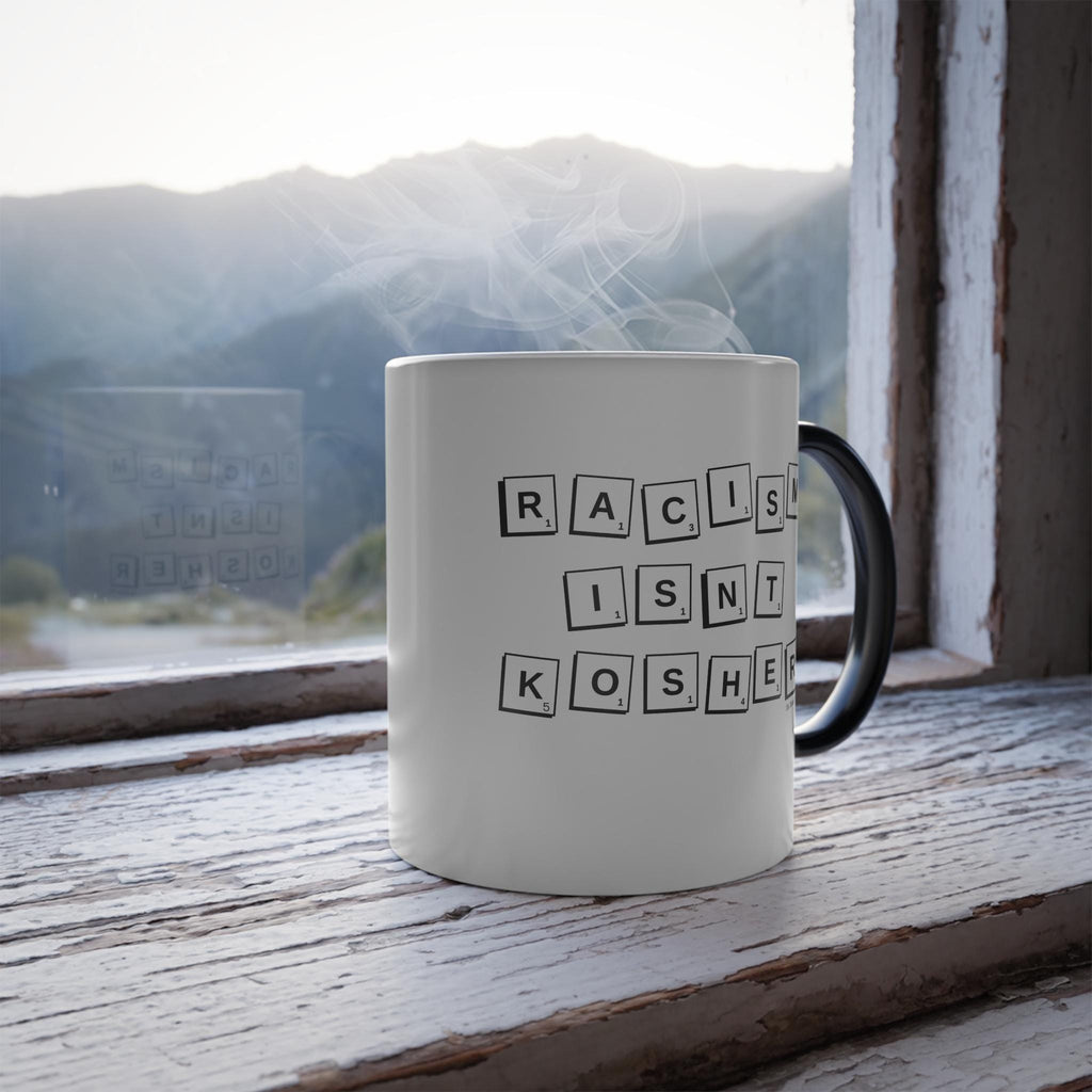 Racism Isn't Kosher Color Changing Mug, Modern Judaica Hanukkah Gift