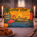 Florida Challah Board, Palm Tree Orange Design, Jewish Judaica Gift