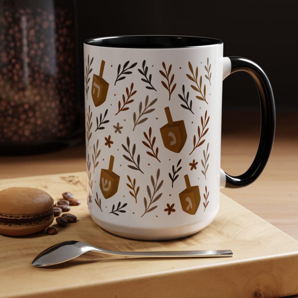 Hanukkah Coffee Mug, Festive Dreidel Design, Jewish Holiday