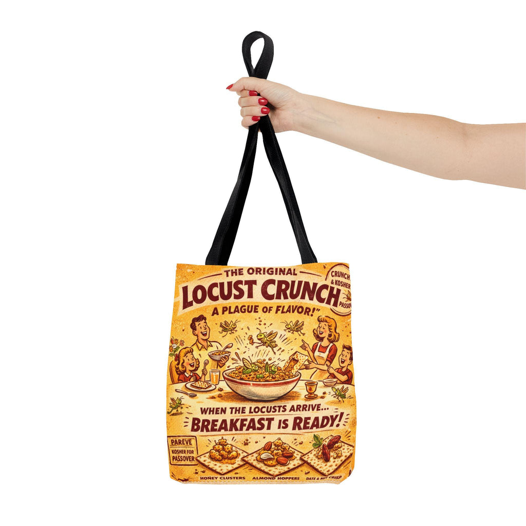Passover Locust Crunch Vintage Ad Tote Bag, Retro Pesach Matzah Market Bag