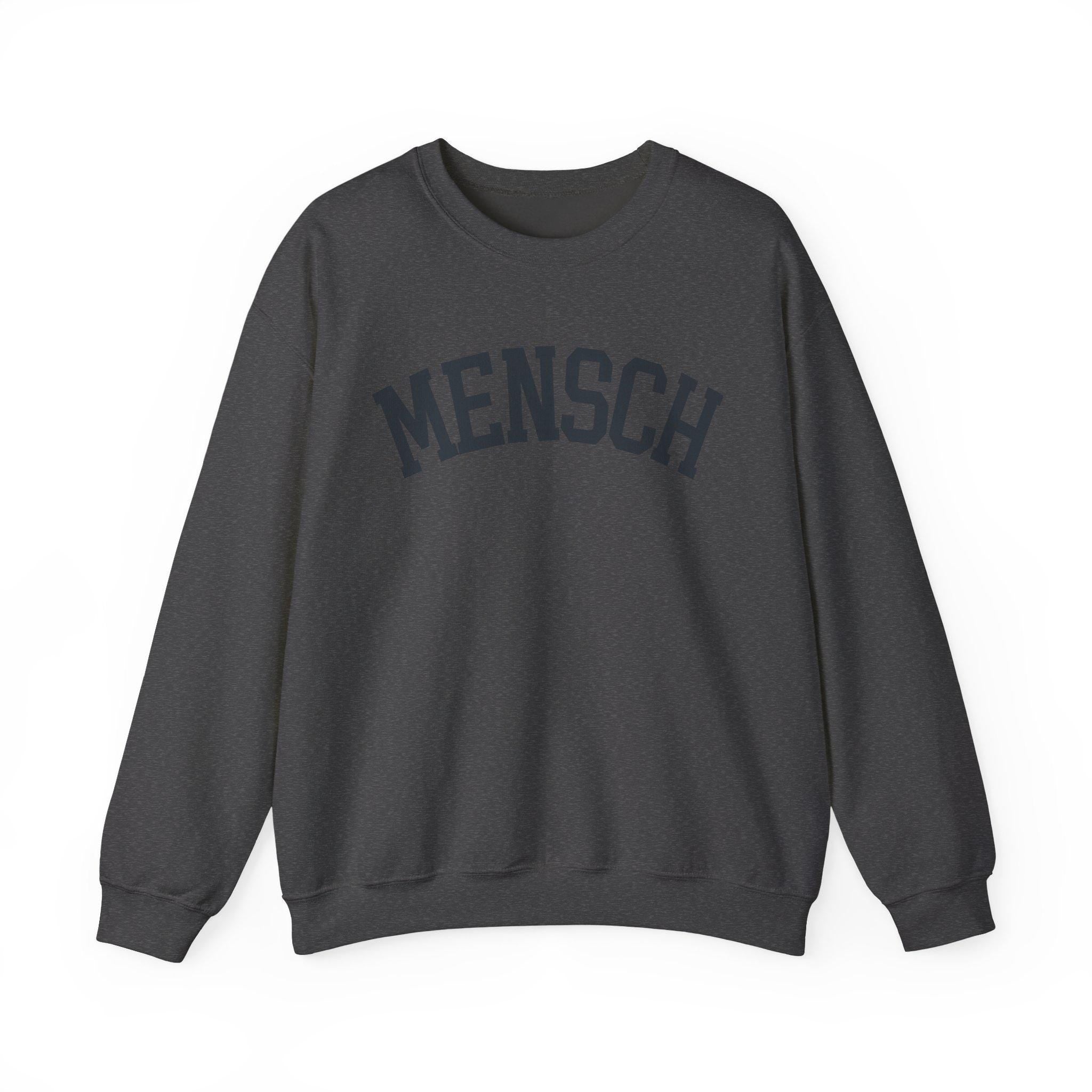 Mensch Sweatshirt Yiddish Collegiate Crewneck, Jewish Kindness Pullover Gift