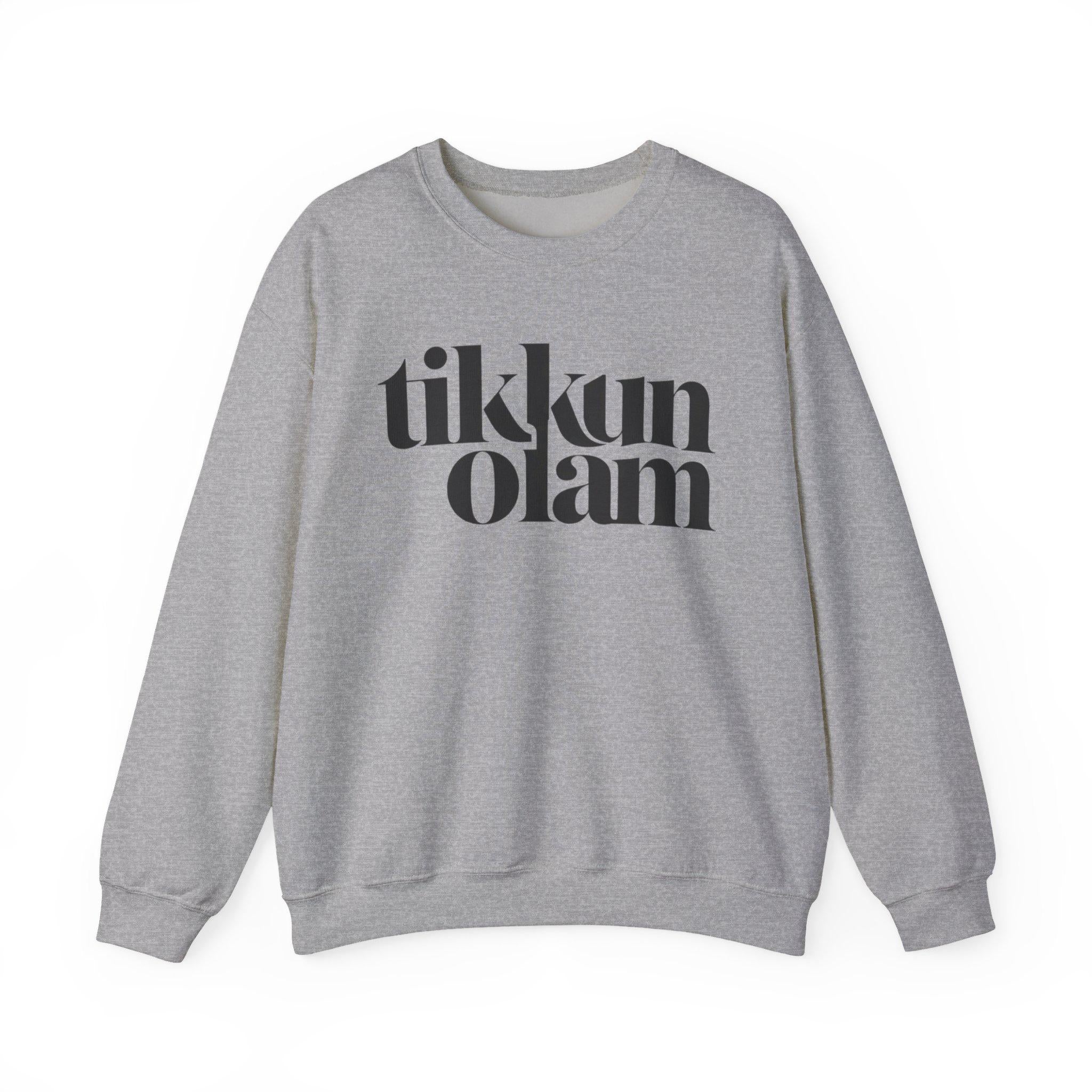 Tikkun Olam Sweatshirt Hebrew Crewneck, Jewish Social Justice Pullover Gift