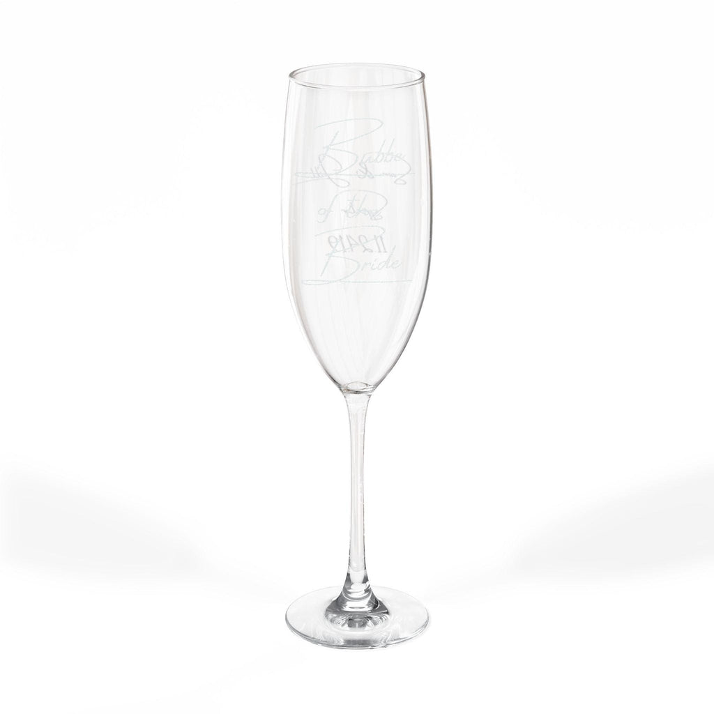 Engraved Bubbe of the Bride Champagne Flute, Jewish Wedding Toasting Glass