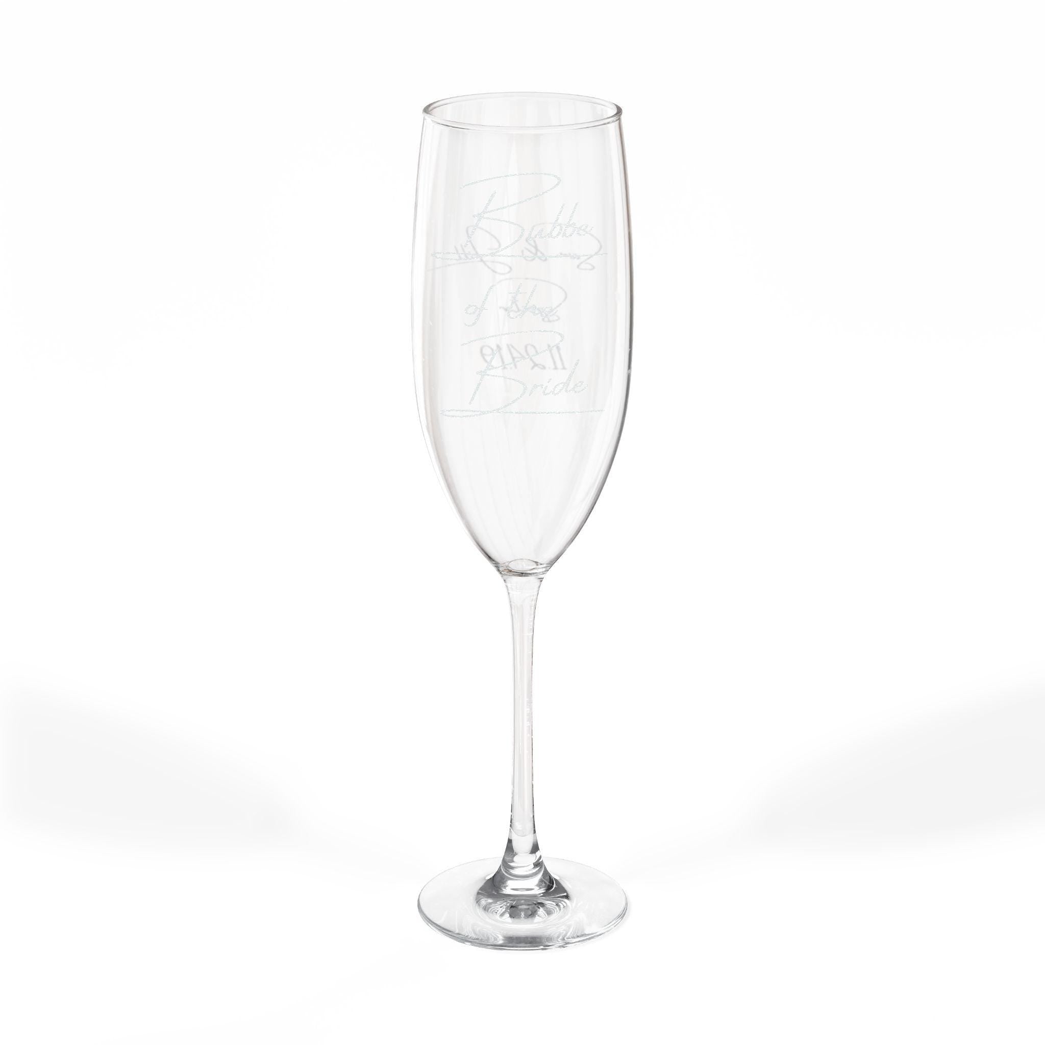 Engraved Bubbe of the Bride Champagne Flute, Jewish Wedding Toasting Glass