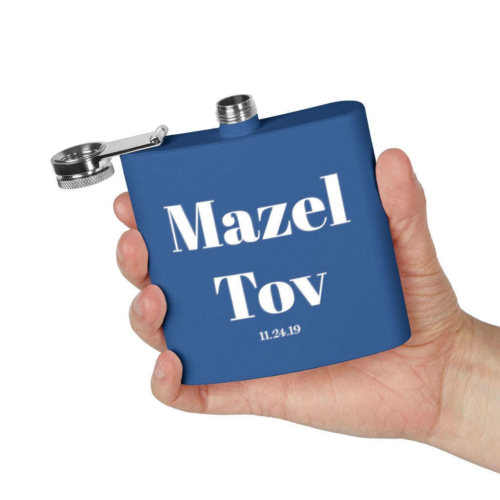Mazel Tov Flask | Personalized Stainless Steel Jewish Wedding Gift