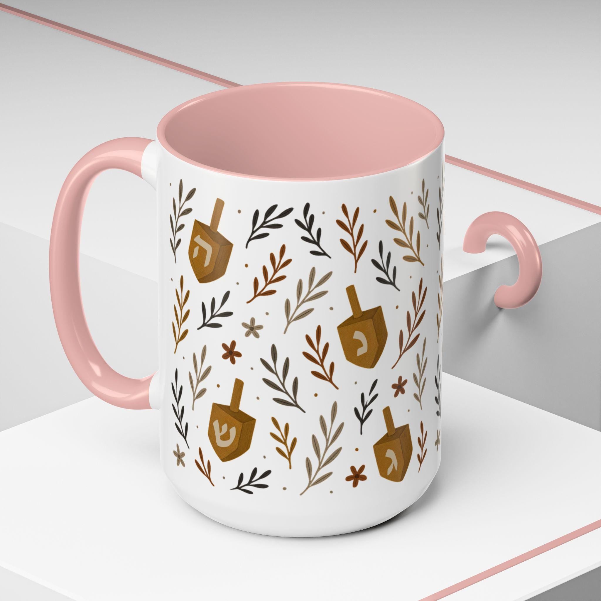 Hanukkah Coffee Mug, Festive Dreidel Design, Jewish Holiday